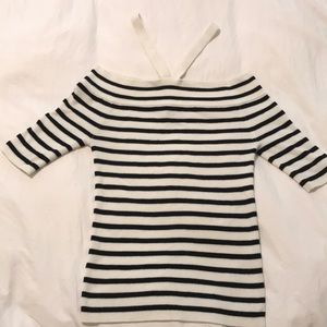 Classic Stripes Express Sweater with Strappy Neck